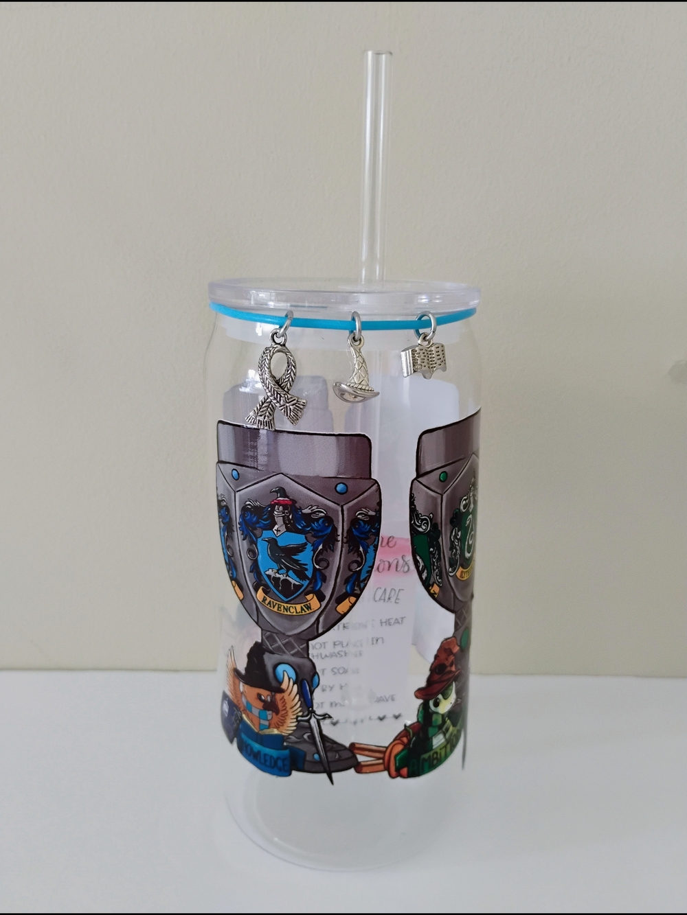 *HANDMADE* HARRY POTTER ACRYLIC TUMBLER WITH CHARMS 16 oz.